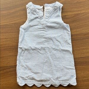 Striped Seersucker Sleeveless dress with Scalloped Hem